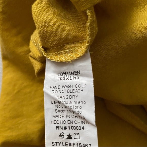 NWT Gold Yellow Linen Bow Dress - Picture 8 of 9